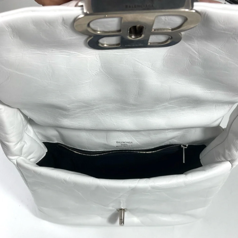 Balenciaga Small Monaco Leather Shoulder Bag Optic White NEW 7878962AA3Z - Picture 14 of 17